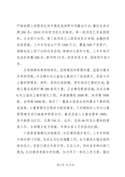 乡镇某年上半年工作总结及下半年打算.docx