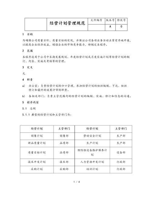 01-【经营计划】-03-经营计划管理规范.docx