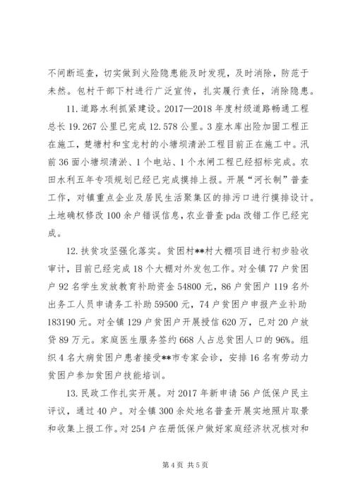 乡镇政府月工作进展情况汇报范文.docx