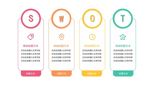 一键改色通用逻辑SWOT关系图PPT模板