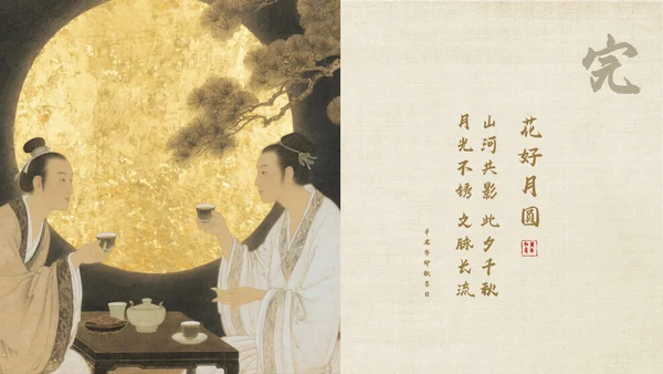 黄色创意中国风中秋节介绍PPT模板