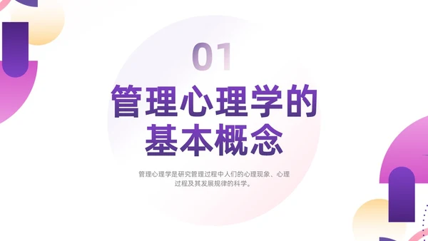 紫色渐变简约形状商务风管理心理学PPT模板