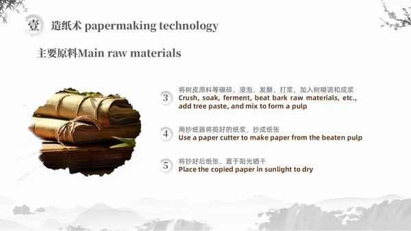 灰色水墨风中国四大发明英文介绍课件PPT