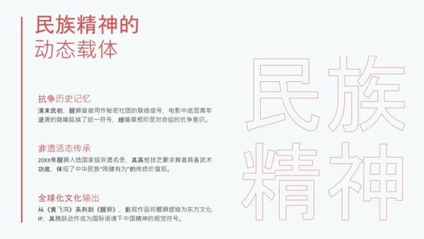 红色简约中国传统文化醒狮介绍