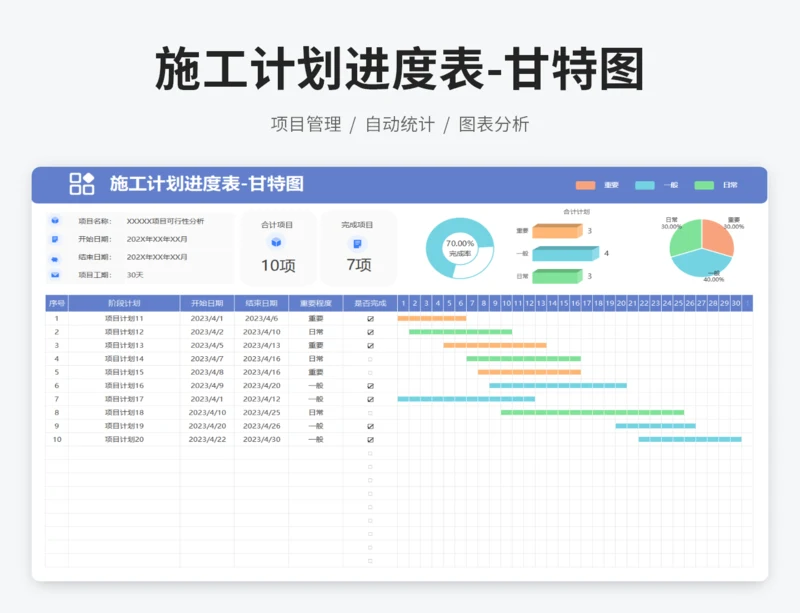 施工计划进度表-甘特图