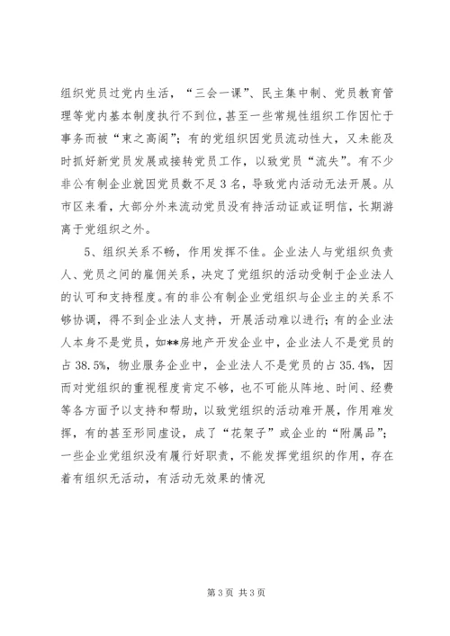 房管局非公有制企业党建工作调研建议.docx