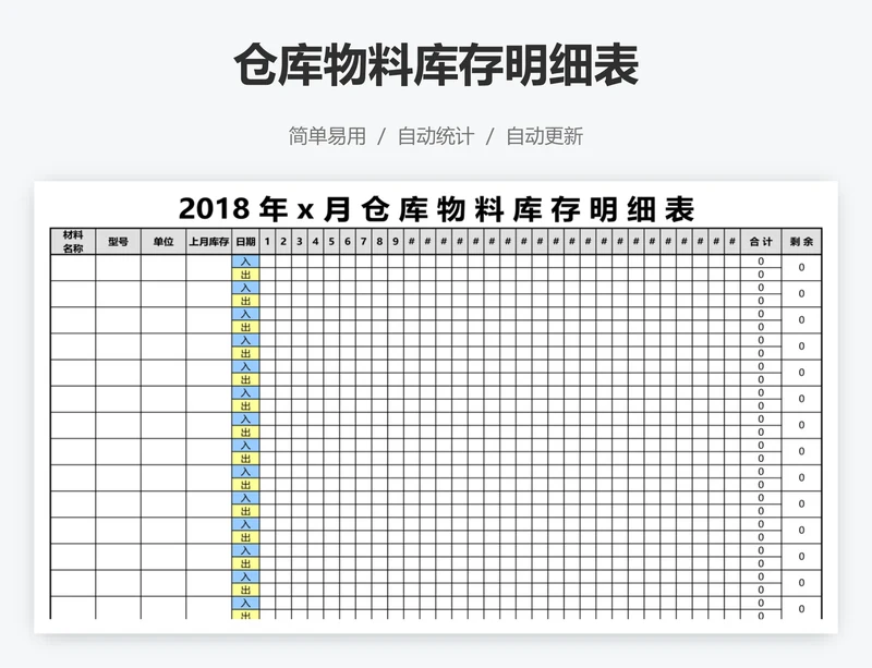 仓库物料库存明细表