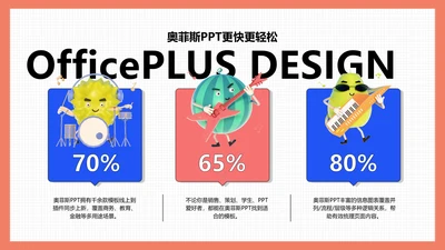 蓝色卡通立体并列关系3项PPT单页