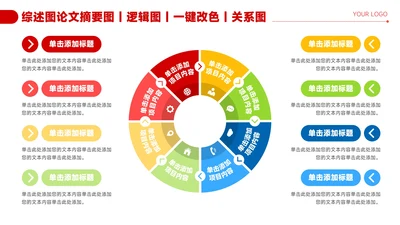 红色简约风8项圆环流程关系图PPT