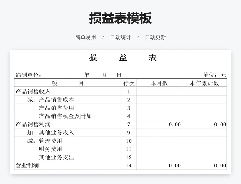 损益表模板