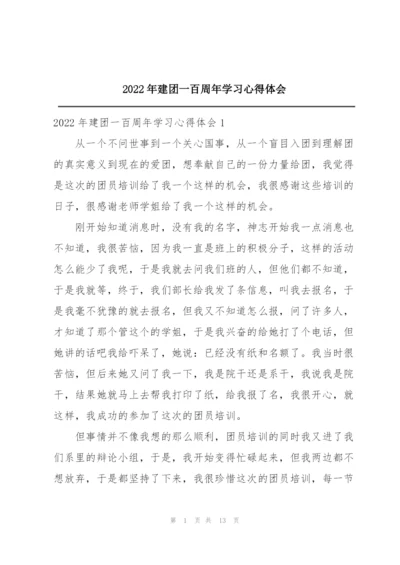 2022年建团一百周年学习心得体会.docx