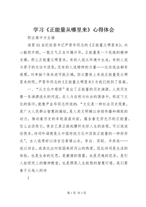 学习《正能量从哪里来》心得体会.docx