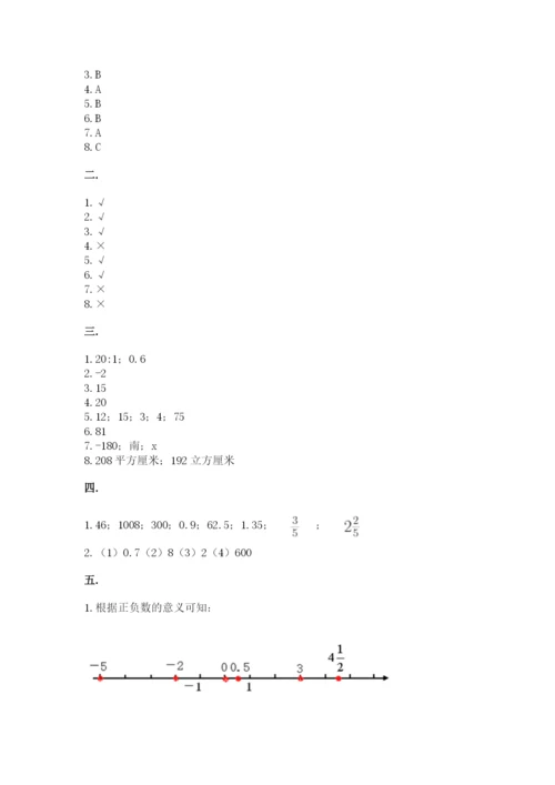 河南省平顶山市六年级下册数学期末测试卷及答案（各地真题）.docx