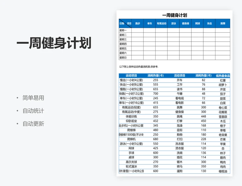 一周健身计划