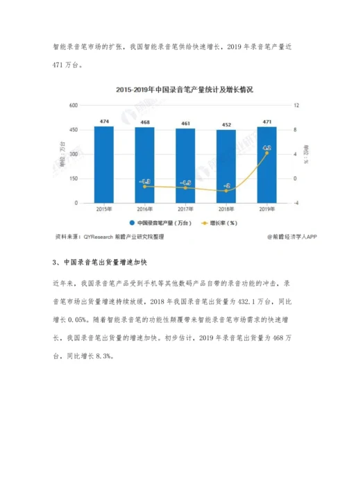 中国录音笔行业市场现状及竞争格局分析-智能录音笔推动市场规模快速增长.docx