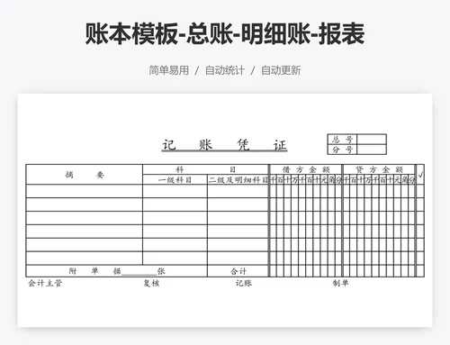 账本模板-总账-明细账-报表