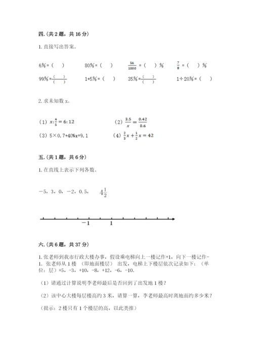小学六年级升初中模拟试卷含答案【满分必刷】.docx