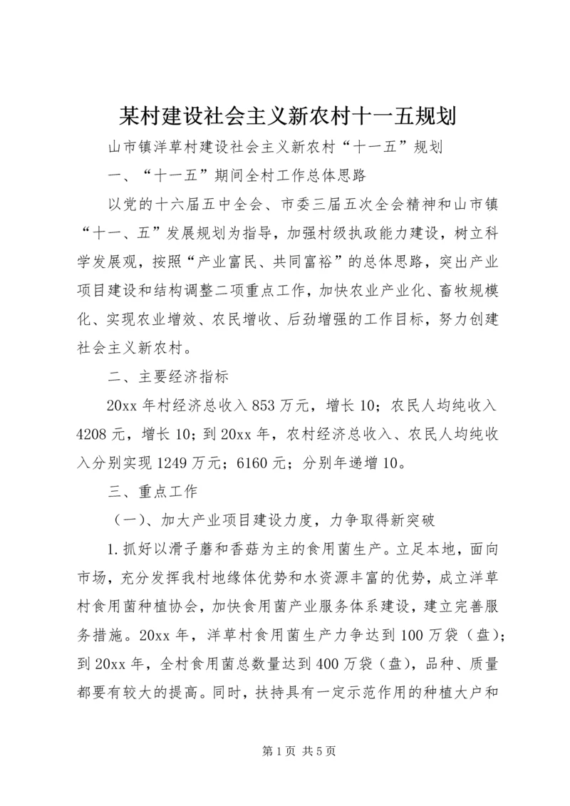 某村建设社会主义新农村十一五规划.docx