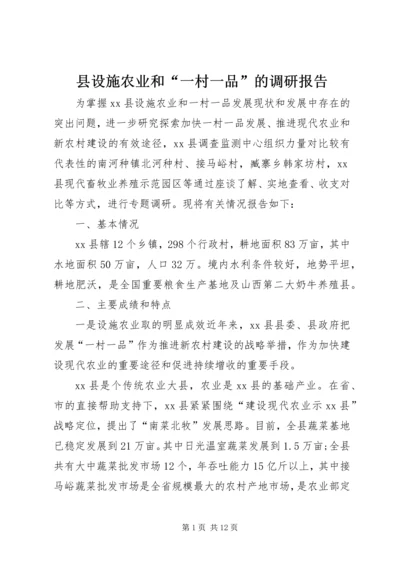 县设施农业和“一村一品”的调研报告.docx