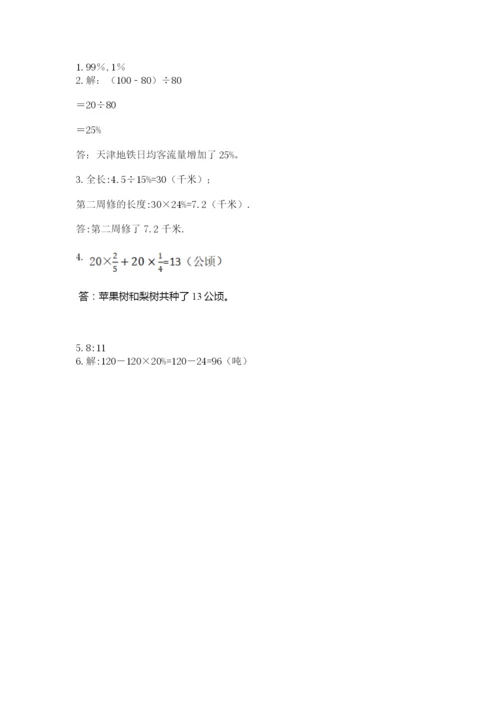 人教版六年级上册数学期末测试卷附答案（黄金题型）.docx