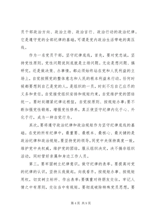 坚守纪律底线树立清风正气优秀发言稿范文.docx