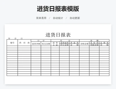 进货日报表模版