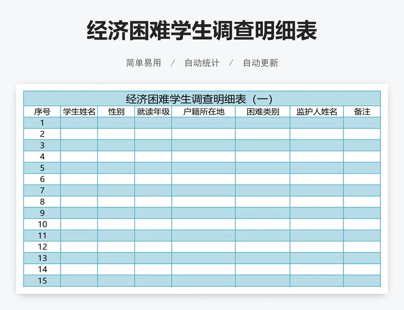 经济困难学生调查明细表