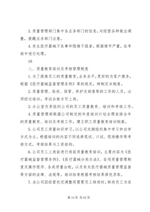 产品质量管理制度文件目录.docx