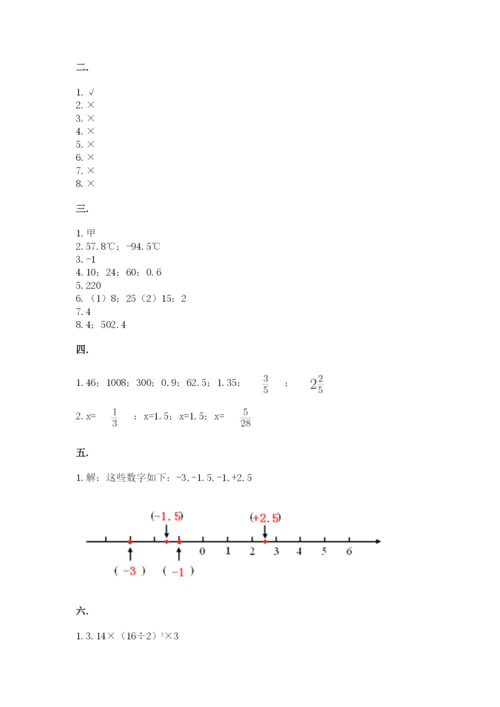 小学六年级数学期末自测题带答案（培优b卷）.docx