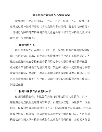 加强特殊教育师资配备实施方案