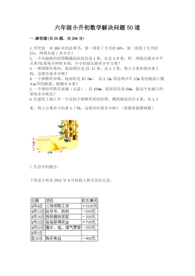 六年级小升初数学解决问题50道及完整答案（有一套）.docx