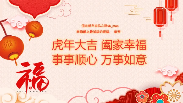 2022喜庆虎年春节新年快乐电子贺卡PPT