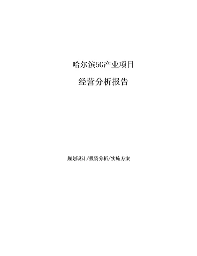 哈尔滨5G产业项目经营分析报告