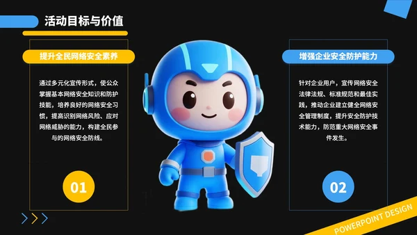蓝金撞色潮流风网络安全宣传周活动PPT模板