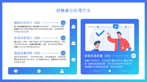 蓝色扁平风销售谈判技巧与价格博弈培训PPT