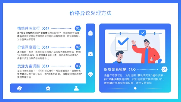 蓝色扁平风销售谈判技巧与价格博弈培训PPT