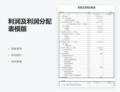 利润及利润分配表模版