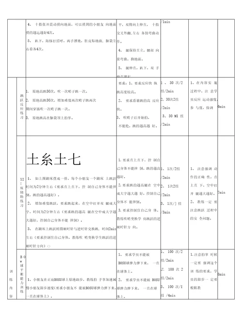 少儿体适能课程教案