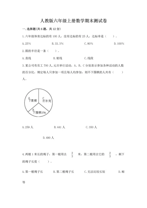 人教版六年级上册数学期末测试卷附答案（能力提升）.docx