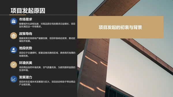 黑色商务风房地产项目启动汇报PPT模板