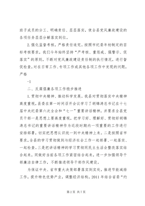 推进惩治和预防腐败体系建设暨执行党风廉政建设责任制工作汇报.docx