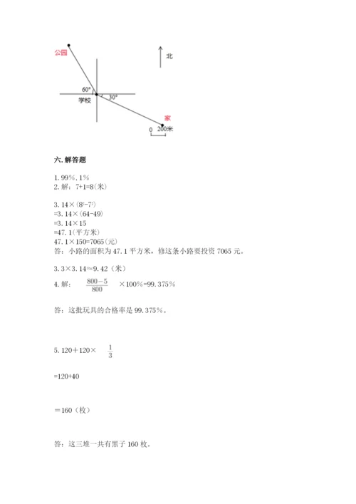 人教版小学六年级上册数学期末测试卷（考点提分）.docx