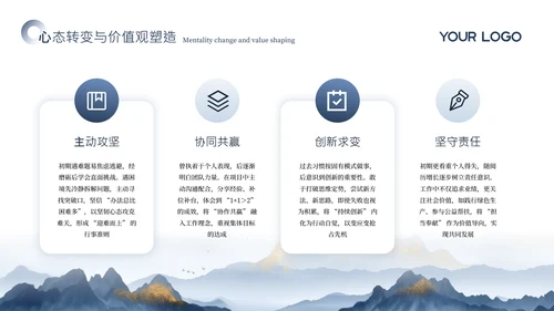 蓝色商务踔厉奋发勇毅前行汇报总结通用PPT模板