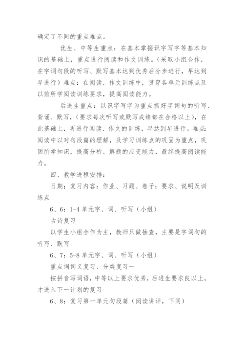 五年级下册语文期末复习计划.docx