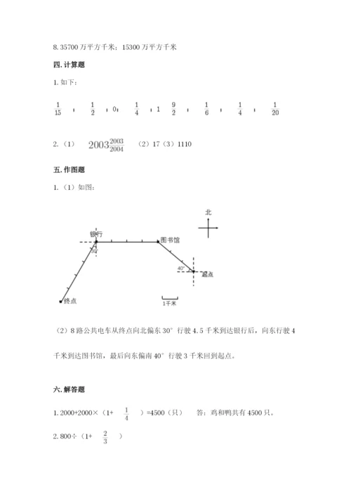 人教版六年级上册数学期中考试试卷及完整答案（网校专用）.docx