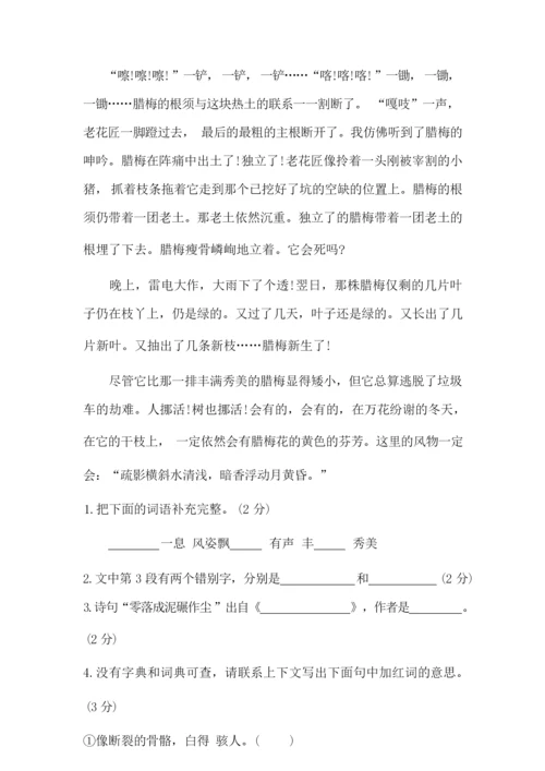 【精品】部编版小升初语文考试试卷附答案082321.docx