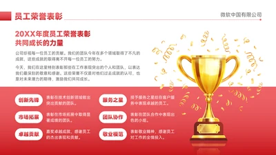 红色简约风奖杯