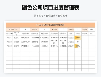 橘色公司项目进度管理表