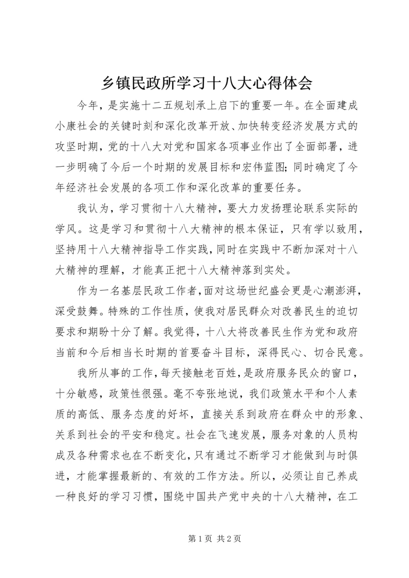 乡镇民政所学习十八大心得体会.docx