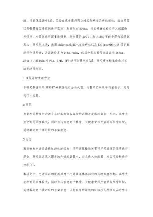 脊柱结核中抗结核药物浓度应用高效液相色谱法测定的探讨.docx